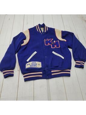 Vintage 70s wrestling wool letterman varsity jacket Lasley Knitting